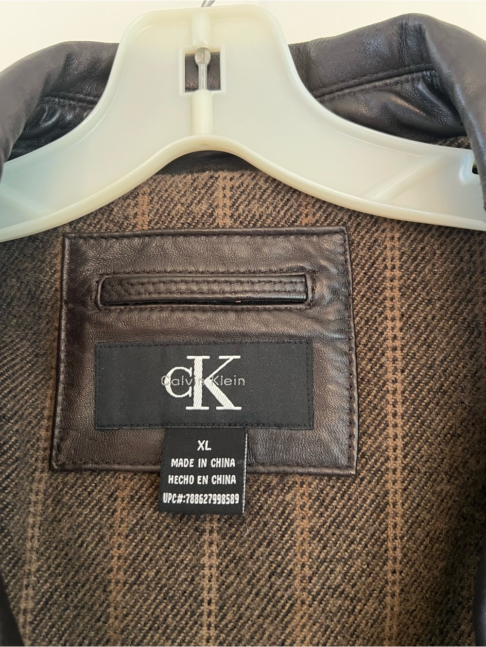 Calvin Klein Men's Dark Brown Leather Bomber Jacket - Picture 3 of 8